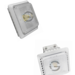 55W, 5000K, CANOPY/GAR, SQ, WHITE, AC100-277V W/20W EMERGENCY DRIVER BACKUP